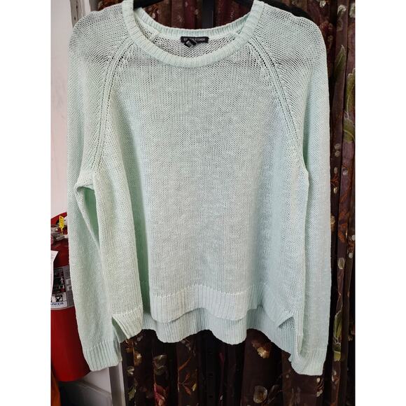 Eileen Fisher Cotton Linen Blend Mint Green Lightweight Sweater Medium - Picture 1 of 10